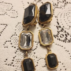 Gold+black clip cocktail wedding earrings